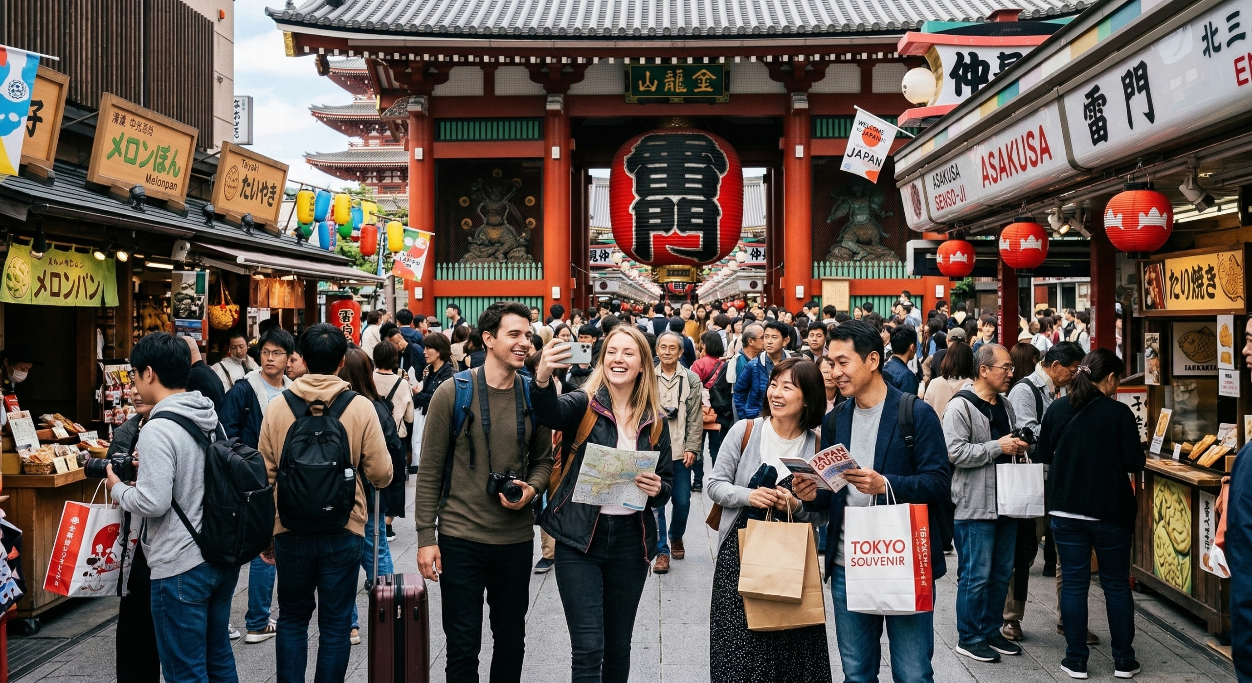 訪日外国人が浅草を観光している様子